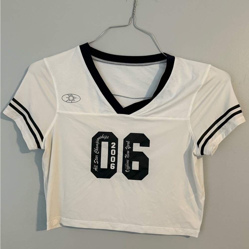 NWOT Offline by Aerie White and Black Numbered Crop Top XS
